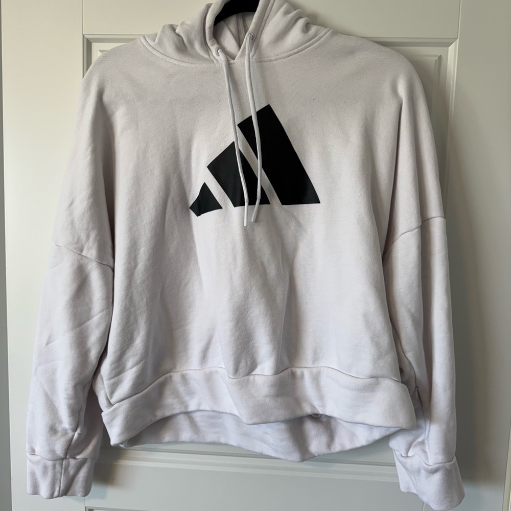 Adidas White Cropped Hoodie